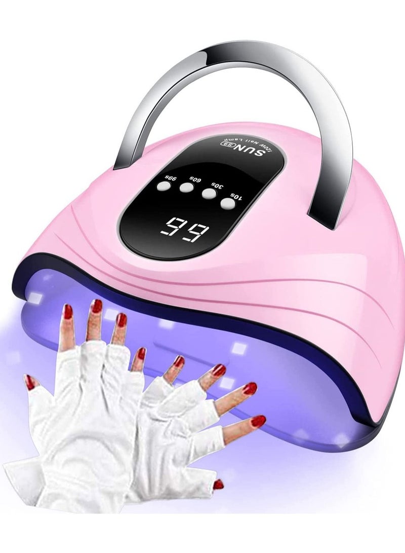 ORiTi UV LED Nail Lamp, 120W Nail Dryer 42 LED Lamps for Gel Polish with Anti UV Fingerless Gloves, 4 Timer Setting, Automatic Sensor Gel Lamp Nail Art Tools for Fingernail & Toenail  - Image 1