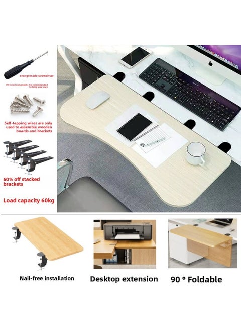 Environmental Protection Desktop Extension Board Extension Extension Extension Long Hand Support Bracket Widened Folding Computer Book Table Wholesale-Color:68x24cm-Pattern:Curved White Maple#4 Brackets (load Bearing 50kg )