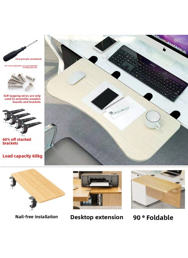 Generic - Environmental Protection Desktop Extension Board Extension Extension Extension Long Hand Support Bracket Widened Folding Computer Book Table Wholesale-Color:68x24cm-Pattern:Curved White Maple#4 Brackets (load Bearing 50kg ) - Image 1