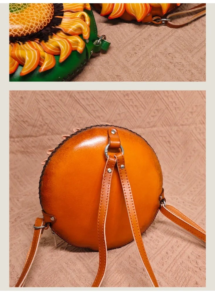 Women’s Hand-Carved Genuine Leather Ethnic Backpack - Premium Top Grain Cowhide, Traditional Style - Image 4