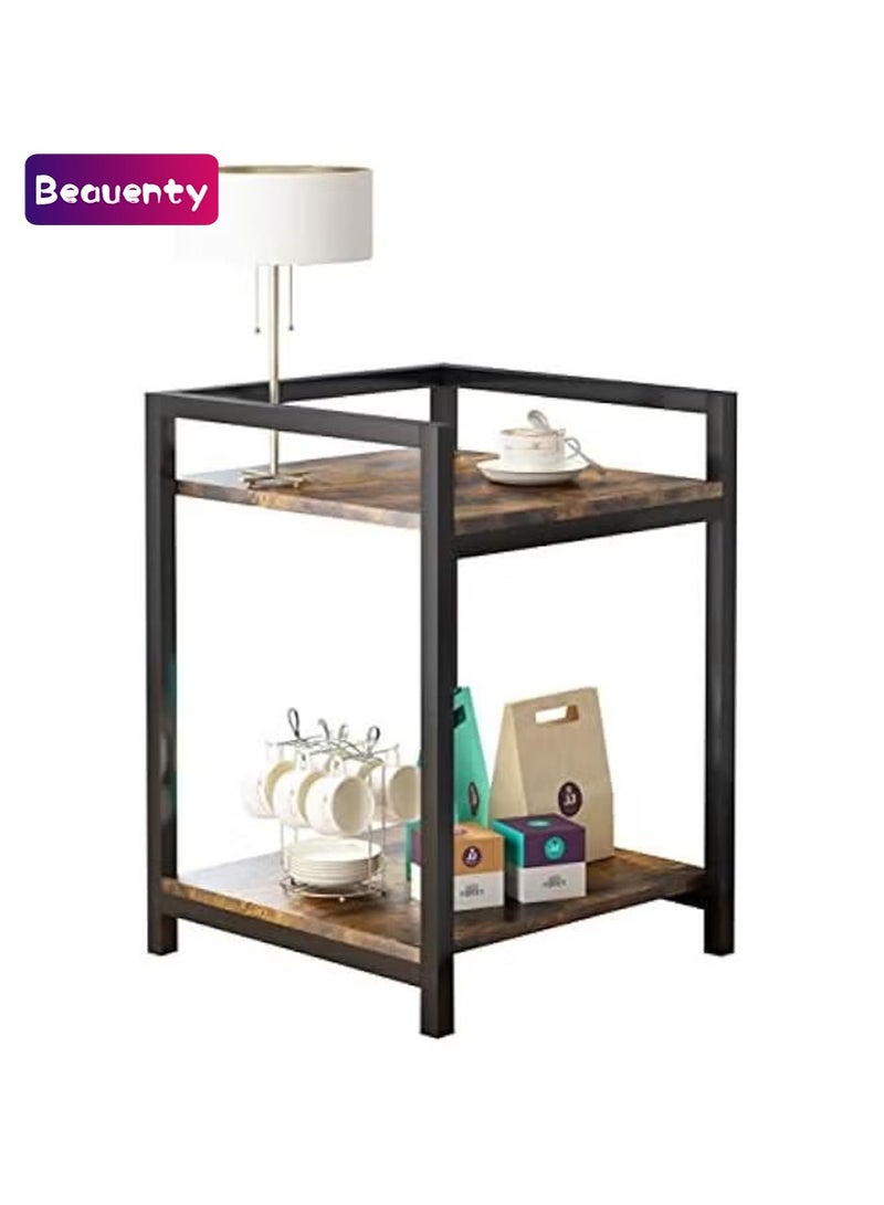 Beauenty End Table, European Classic Small Side Tables for Living Room, Bedroom, Sofa Table for Small Spaces, Couch Table Rustic Snack Table Bed Side Table 43 * 33 * 50cm, Brown - Image 1