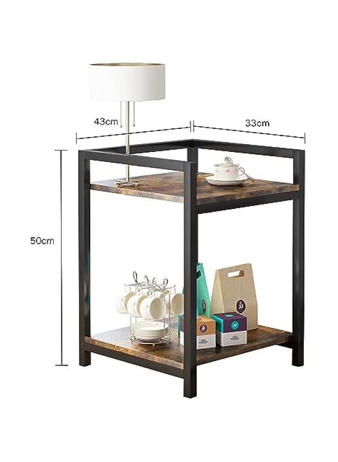 Beauenty End Table, European Classic Small Side Tables for Living Room, Bedroom, Sofa Table for Small Spaces, Couch Table Rustic Snack Table Bed Side Table 43 * 33 * 50cm, Brown - Image 3