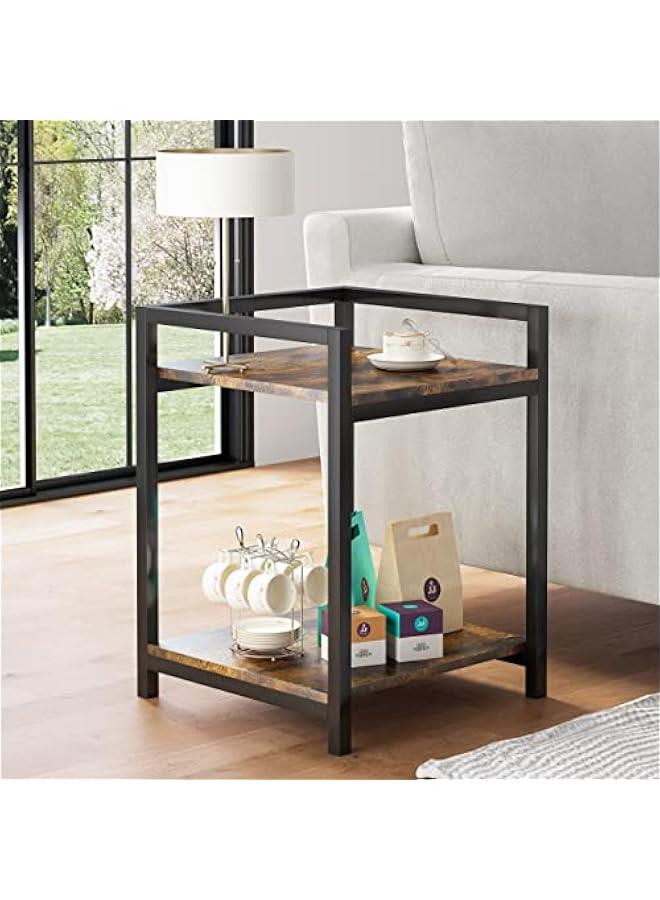 Beauenty End Table, European Classic Small Side Tables for Living Room, Bedroom, Sofa Table for Small Spaces, Couch Table Rustic Snack Table Bed Side Table 43 * 33 * 50cm, Brown - Image 2