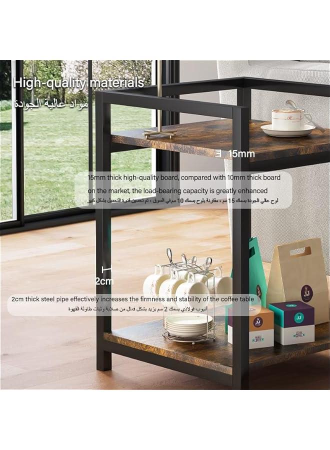 Beauenty End Table, European Classic Small Side Tables for Living Room, Bedroom, Sofa Table for Small Spaces, Couch Table Rustic Snack Table Bed Side Table 43 * 33 * 50cm, Brown - Image 5