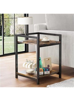 Beauenty End Table, European Classic Small Side Tables for Living Room, Bedroom, Sofa Table for Small Spaces, Couch Table Rustic Snack Table Bed Side Table 43 * 33 * 50cm, Brown  - Image 2