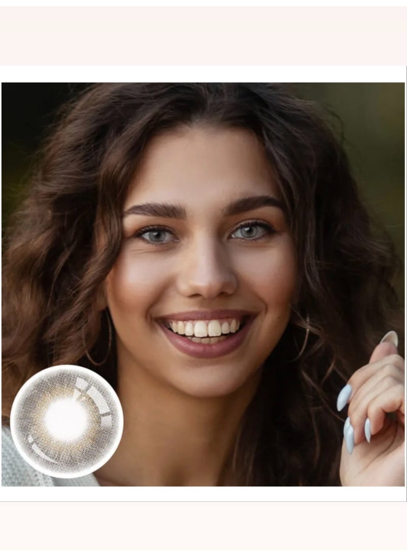 Unibling Latte Grey Yearly Colored Unisex Cosmetic Contact Lenses, Enlargement Collection - Image 3