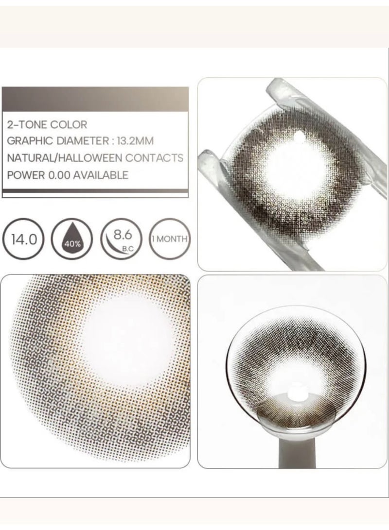 Unibling Latte Grey Yearly Colored Unisex Cosmetic Contact Lenses, Enlargement Collection - Image 4