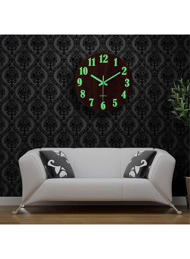 erorex Luminous Wall Clock Silent Wooden Wall Clock Wall Clock Big Size With Luminous Function Numbers And Hands Round Wall Clock For Bedroom Living Room - Image 3