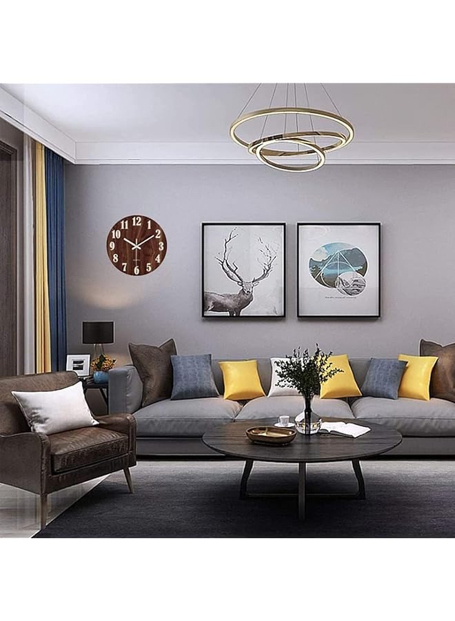 erorex Luminous Wall Clock Silent Wooden Wall Clock Wall Clock Big Size With Luminous Function Numbers And Hands Round Wall Clock For Bedroom Living Room - Image 4