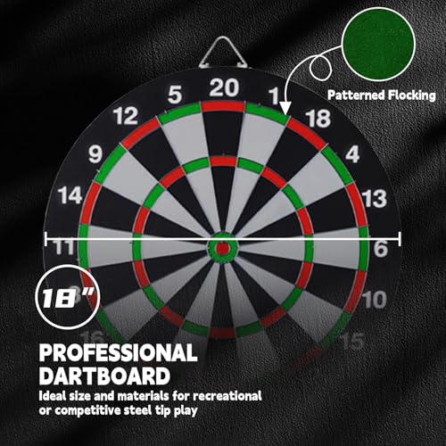 SkylarkJoy Dartboard with Stand, 34"-74" Adjustable Height Dartboard Stand for Adults, 18" Dart Board, Sturdy Tripod, Portable Design with 6 Darts for Travel, Home, Bars, or Outdoor Games - Image 3