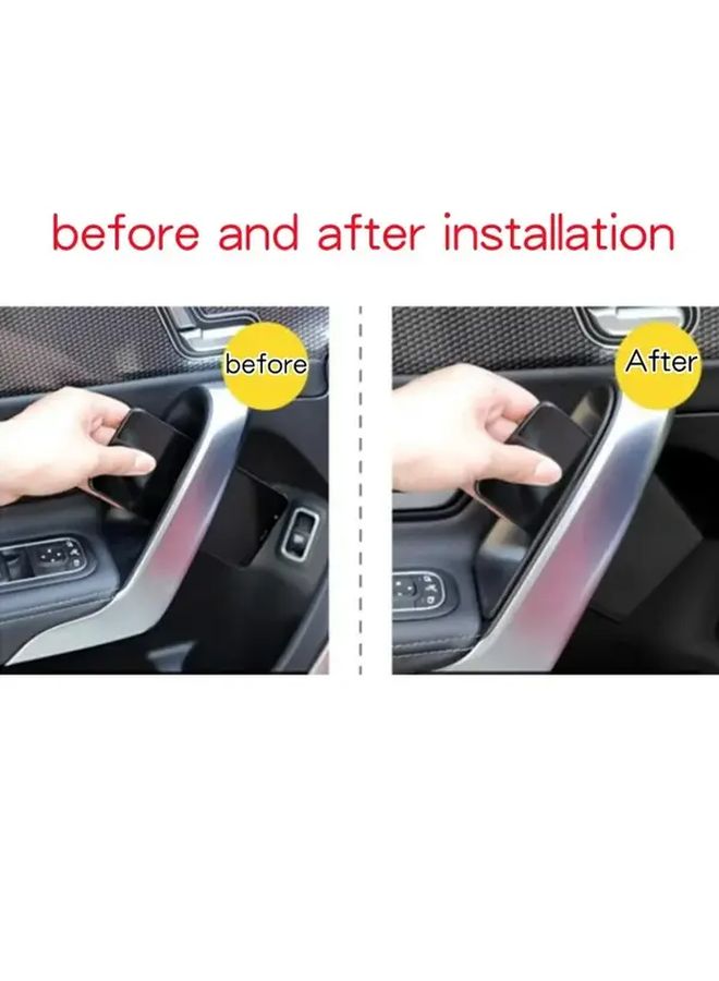 Car Door Handle Storage Box Organizer Tray For Front Door Black ABS Interior - Image 3
