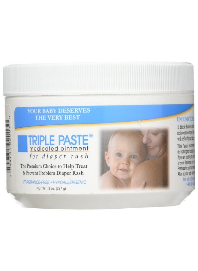 Triple Paste Diaper Rash Cream, Hypoallergenic Medicated Ointment For Babies, 8 Oz (Pack Of 2)  - Image 1