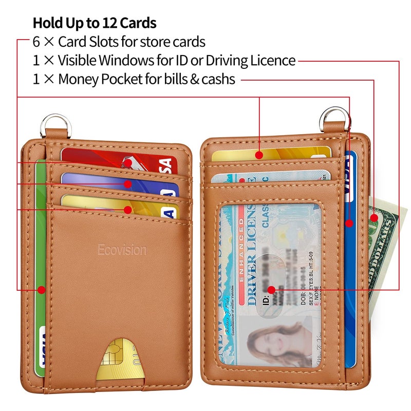 EcoVision Slim Minimalist Front Pocket Wallet, RFID Blocking Credit Card Holder Wallet with Detachable D-Shackle for Men Women - Image 5