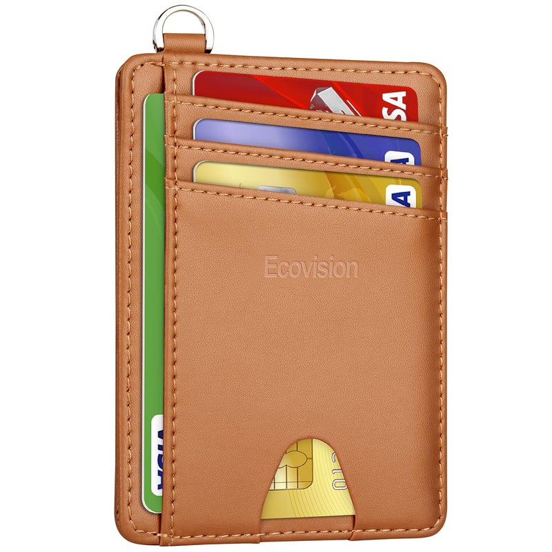 EcoVision Slim Minimalist Front Pocket Wallet, RFID Blocking Credit Card Holder Wallet with Detachable D-Shackle for Men Women - Image 1