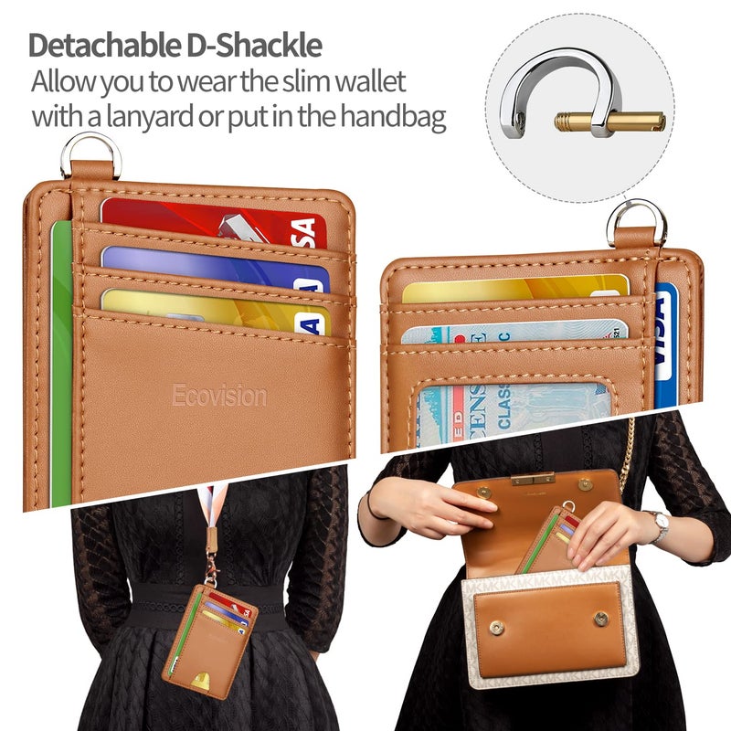 EcoVision Slim Minimalist Front Pocket Wallet, RFID Blocking Credit Card Holder Wallet with Detachable D-Shackle for Men Women - Image 3