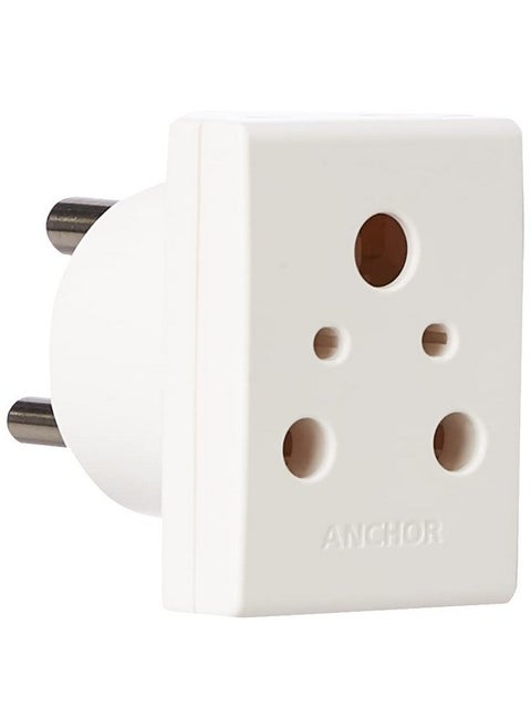 Anchor by Panasonic Pilot 16A 3 Pin Multiplug Adapter with Universal Socket | 3 Pin Multi Plug Socket (White, 3166-Pk01)