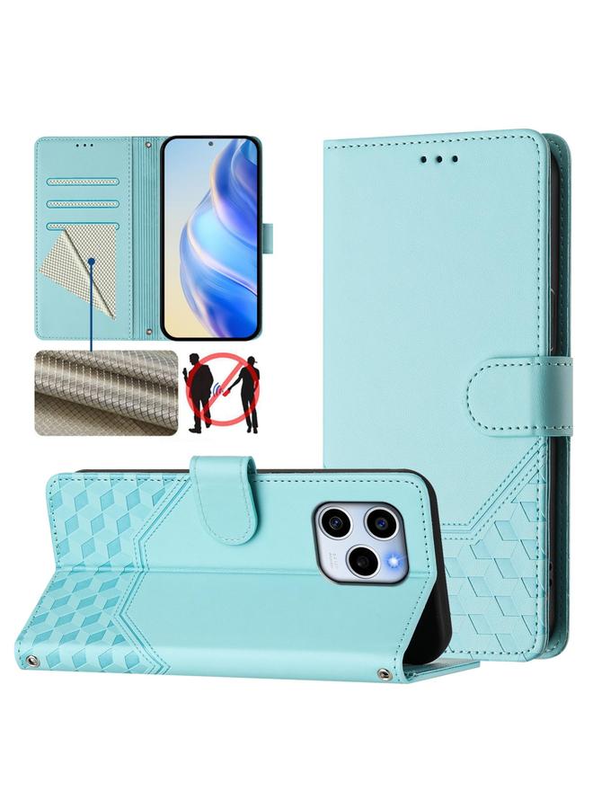 S-TOP Case For Honor 60 SE 5G Honeycomb Embossing RFID Leather Phone Case - Image 1