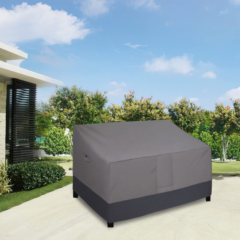 Easy-Going Heavy Duty 2 Seater Outdoor Loveseat Cover, Windproof Patio Furniture Cover with Air Vent (58Wx32.5Dx31H inch, Gray/Dark Gray) - Image 2