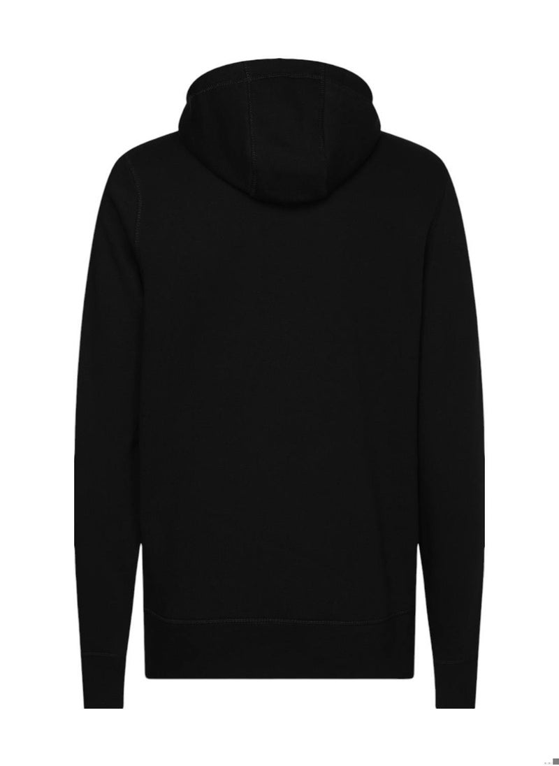 TOMMY HILFIGER Men's Logo Fleece Hoodie - Cotton, Black  - Image 1