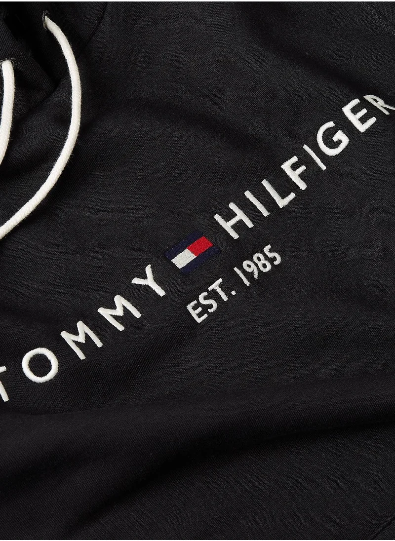 TOMMY HILFIGER Men's Logo Fleece Hoodie - Cotton, Black