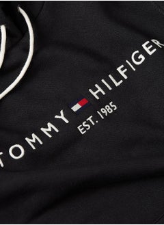 TOMMY HILFIGER Men's Logo Fleece Hoodie - Cotton, Black  - Image 2