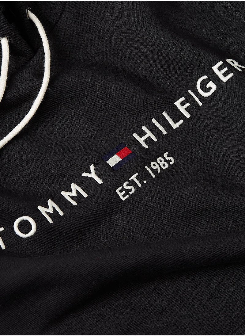 TOMMY HILFIGER Men's Logo Fleece Hoodie - Cotton, Black  - Image 2
