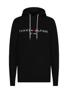 TOMMY HILFIGER Men's Logo Fleece Hoodie - Cotton, Black  - Image 3