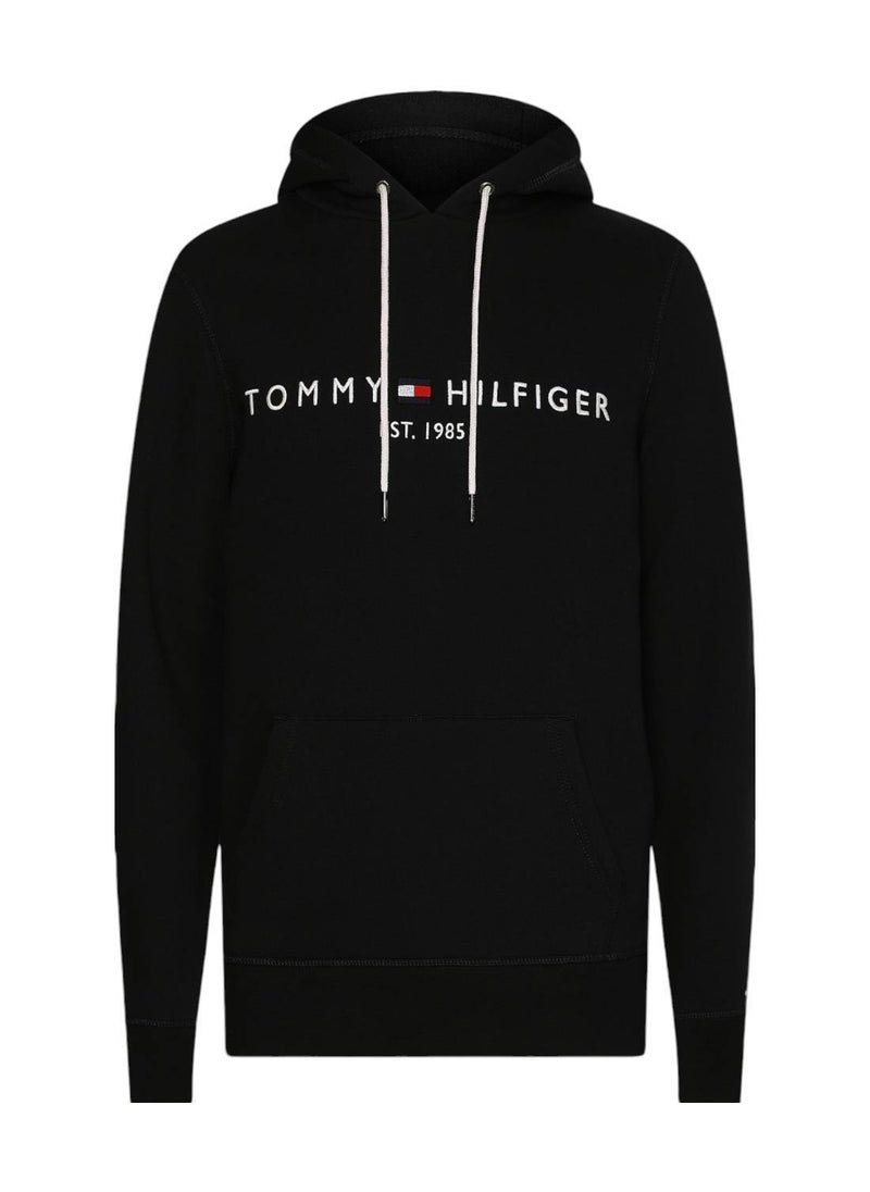 TOMMY HILFIGER Men's Logo Fleece Hoodie - Cotton, Black  - Image 3