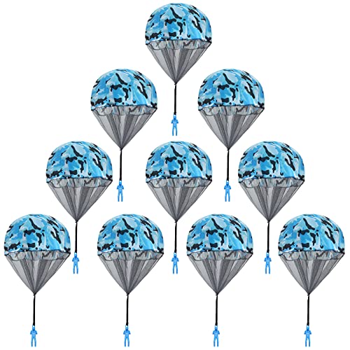 Catcan 10 Pcs Parachute Toy Camo Blue Parachute Men Tangle Free Throwing Hand Throw Outdoor Flying Paratrooper Toy No Battery nor Assembly Required - Image 1