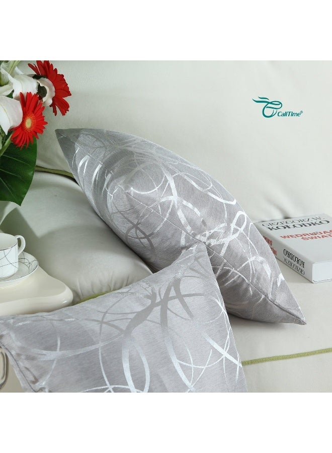 CaliTime CaliTime Throw Pillow Covers Pack of 2 Modern Shining  Dull Contrast Circles Rings Accent Geometric Cushion Cases Shells for Couch Sofa Home Decor 18 X 18 Inches Silver Gray  - Image 4