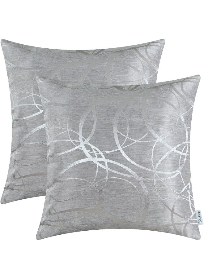 CaliTime CaliTime Throw Pillow Covers Pack of 2 Modern Shining  Dull Contrast Circles Rings Accent Geometric Cushion Cases Shells for Couch Sofa Home Decor 18 X 18 Inches Silver Gray  - Image 5