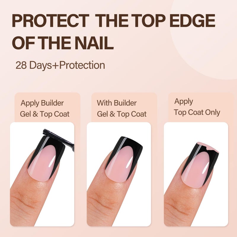 VANSIHO 150Pcs Deep French Gel Nail Tips Pink, Vansiho Black Short Square French Tips Press on Nails, Square Soft Gel Nails for Nail Art DIY 15 Sizes - Image 5
