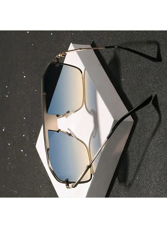 SCENT HOUSE 1 Piece Men's Fashion Business Style Trendy Large Frame Decorative Glasses, Suitable for Daily Wear, Fashion Eyewear (Includes eyeglass case),sunglasses - Image 3