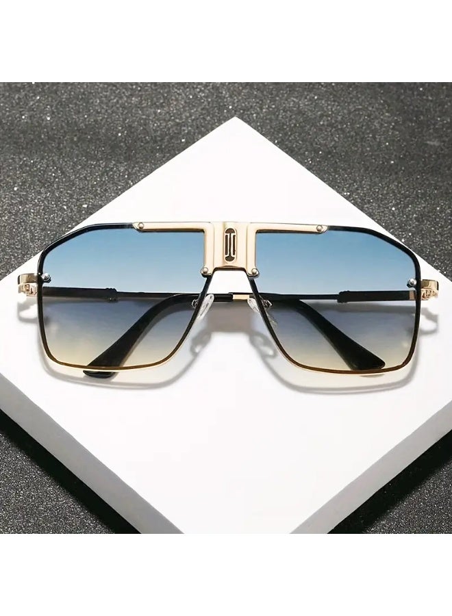 SCENT HOUSE 1 Piece Men's Fashion Business Style Trendy Large Frame Decorative Glasses, Suitable for Daily Wear, Fashion Eyewear (Includes eyeglass case),sunglasses - Image 1