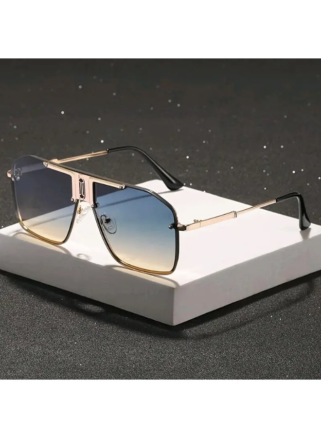 SCENT HOUSE 1 Piece Men's Fashion Business Style Trendy Large Frame Decorative Glasses, Suitable for Daily Wear, Fashion Eyewear (Includes eyeglass case),sunglasses - Image 4