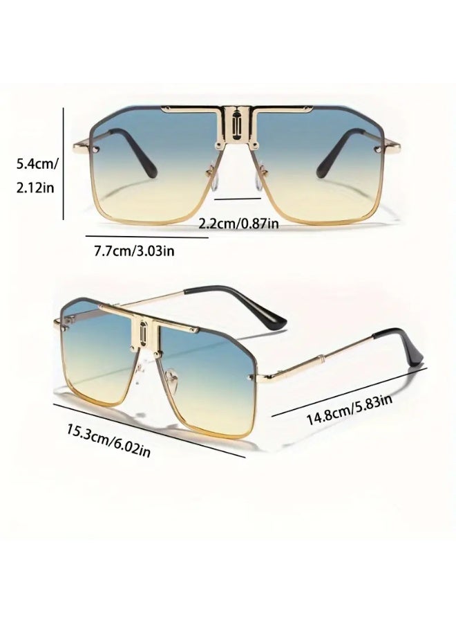 SCENT HOUSE 1 Piece Men's Fashion Business Style Trendy Large Frame Decorative Glasses, Suitable for Daily Wear, Fashion Eyewear (Includes eyeglass case),sunglasses - Image 5