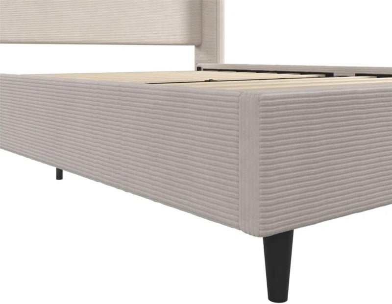 Comfynest Upholstered Wingback Bed in Ivory Corduroy - Image 2