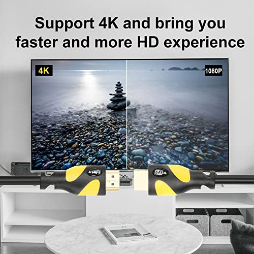 Postta HDMI Cable(50 Feet Yellow) HDMI 2.0V Support 4K 2160P,1080P,3D,Audio Return and Ethernet - 1 Pack - Image 4