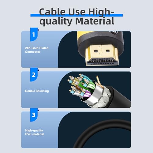 Postta HDMI Cable(50 Feet Yellow) HDMI 2.0V Support 4K 2160P,1080P,3D,Audio Return and Ethernet - 1 Pack - Image 3