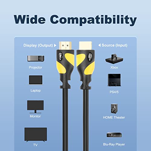 Postta HDMI Cable(50 Feet Yellow) HDMI 2.0V Support 4K 2160P,1080P,3D,Audio Return and Ethernet - 1 Pack - Image 2