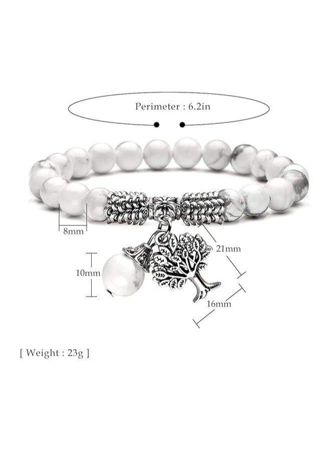 Top Plaza Stretch Rose Quartz Life Tree Lucky Stone Bracelet Reiki Healing Crystal Gemstone Dangle Charms Pendant Birthstone Bracelet(6.2")  - Image 2