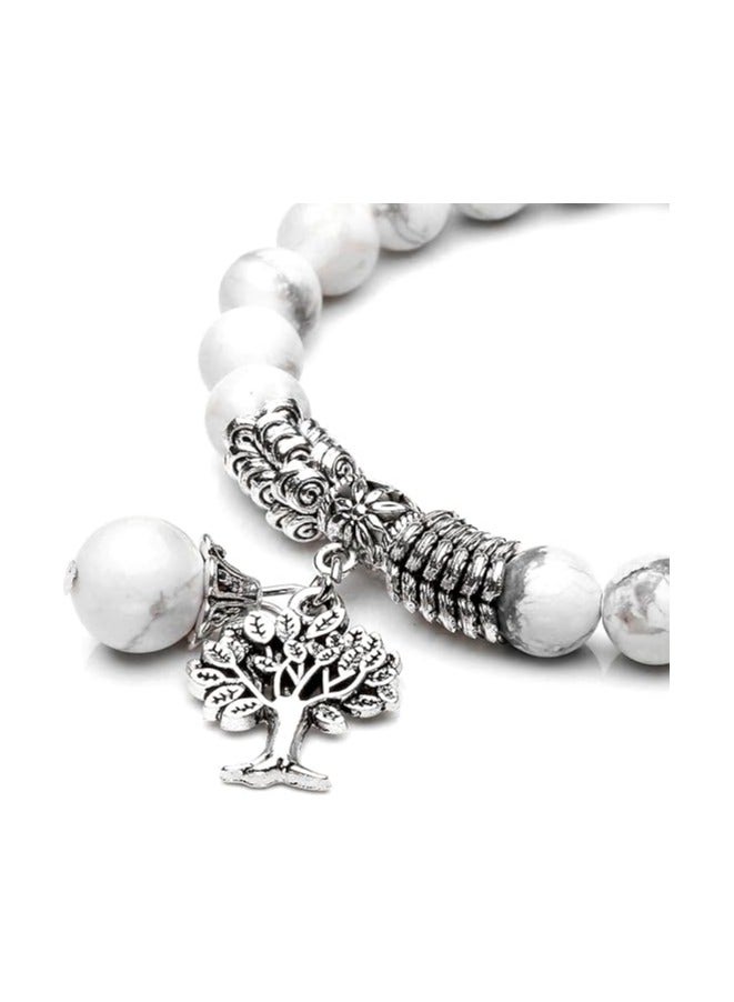 Top Plaza Stretch Rose Quartz Life Tree Lucky Stone Bracelet Reiki Healing Crystal Gemstone Dangle Charms Pendant Birthstone Bracelet(6.2")  - Image 4