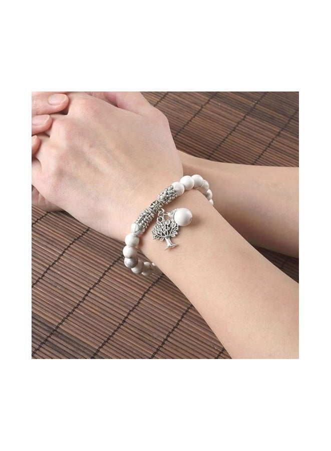 Top Plaza Stretch Rose Quartz Life Tree Lucky Stone Bracelet Reiki Healing Crystal Gemstone Dangle Charms Pendant Birthstone Bracelet(6.2")  - Image 5