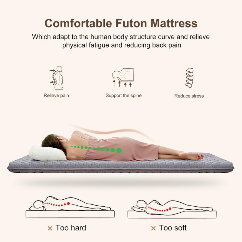 Vibe bear Premium Foam Japanese Futon Floor Mattress Twin Size 39"x 80",100% High Density Foam Comfortable Floor Mattress,3.2" Thicken Foldable Sleeping Pad,Dormitory Tatami Mat,for Adult and Kids (Gray) - Image 4