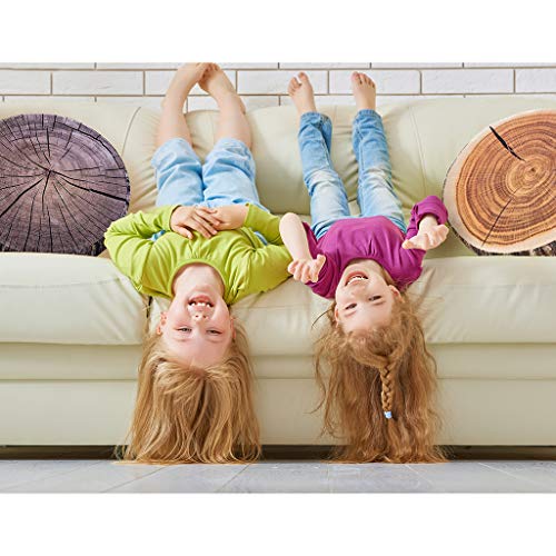 HYSEAS Decorative Round Throw Pillow, 3D Digital Print Comfortable Kids Funny Cute Wood Log Pillow Circle Seating Floor Cushion for Home, Couch, Sofa, Bedroom, Living Room Decor, Stump, 2 Pack - Image 5