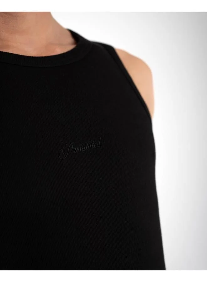 Prohibited Black The Embroidery Tank Top  | Best Price UAE
