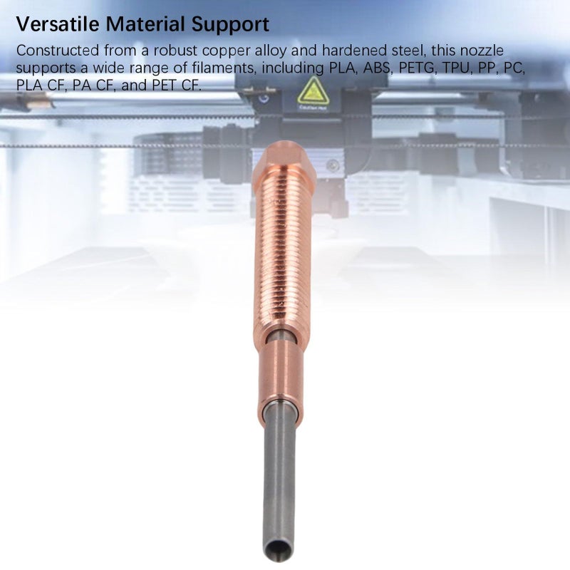 Copper Alloy Hardened Steel 0.4mm Nozzle High Efficiency Wide Filament Support - Image 5
