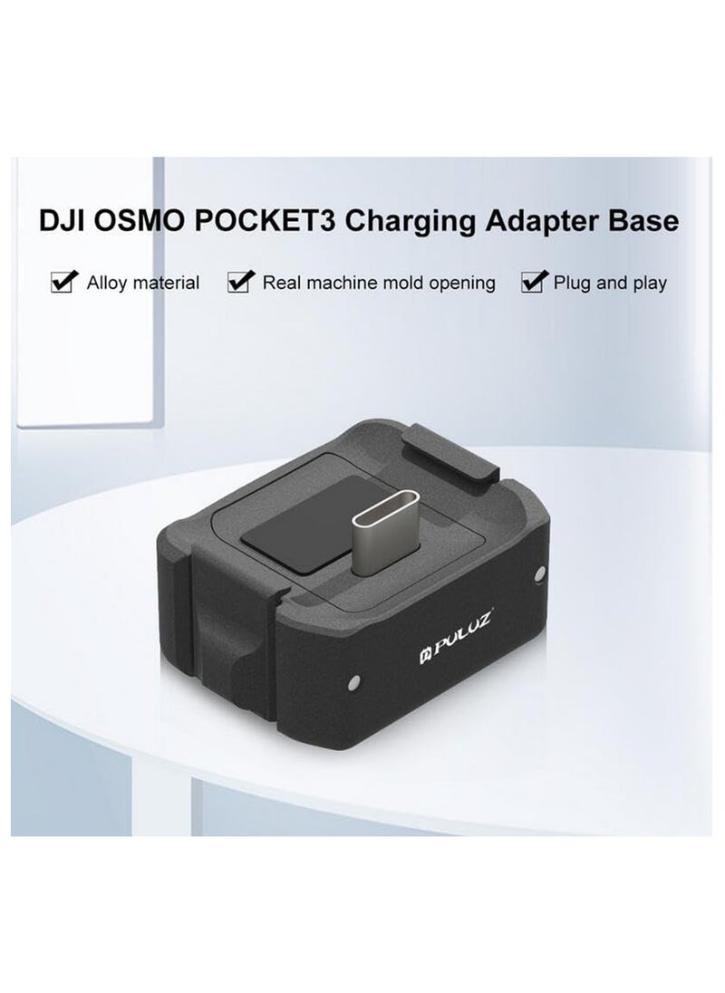 Excefore - For OSMO Pocket 3 Charging Adapter Base, Aluminum Alloy Stabilizer Base Bracket, for DJI Pocket 3,1/4 Threaded Hole on The Bottom and Gopro Connector for attaching to Tripod, Selfie Stick, etc - Image 1