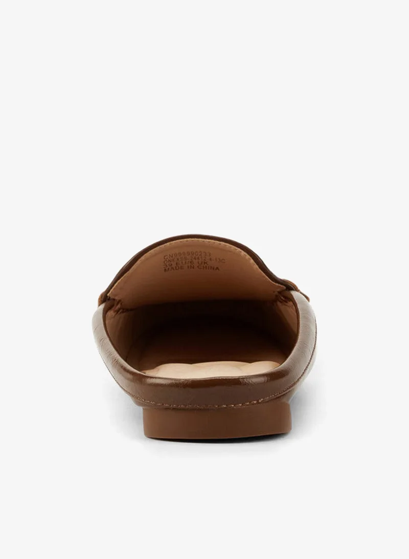 Flora Bella By Shoexpress TAN Solid Metallic Accent Mules for Women | Best Price UAE