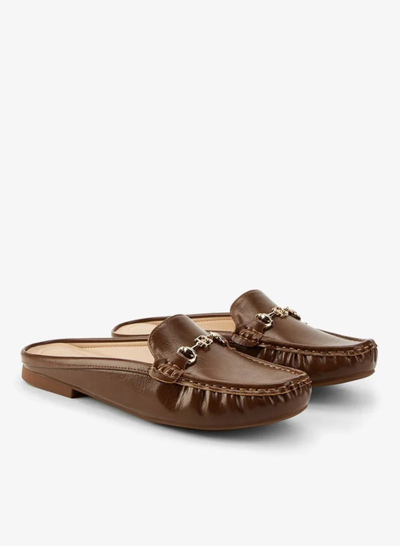 Flora Bella By Shoexpress Solid Metallic Accent Mules